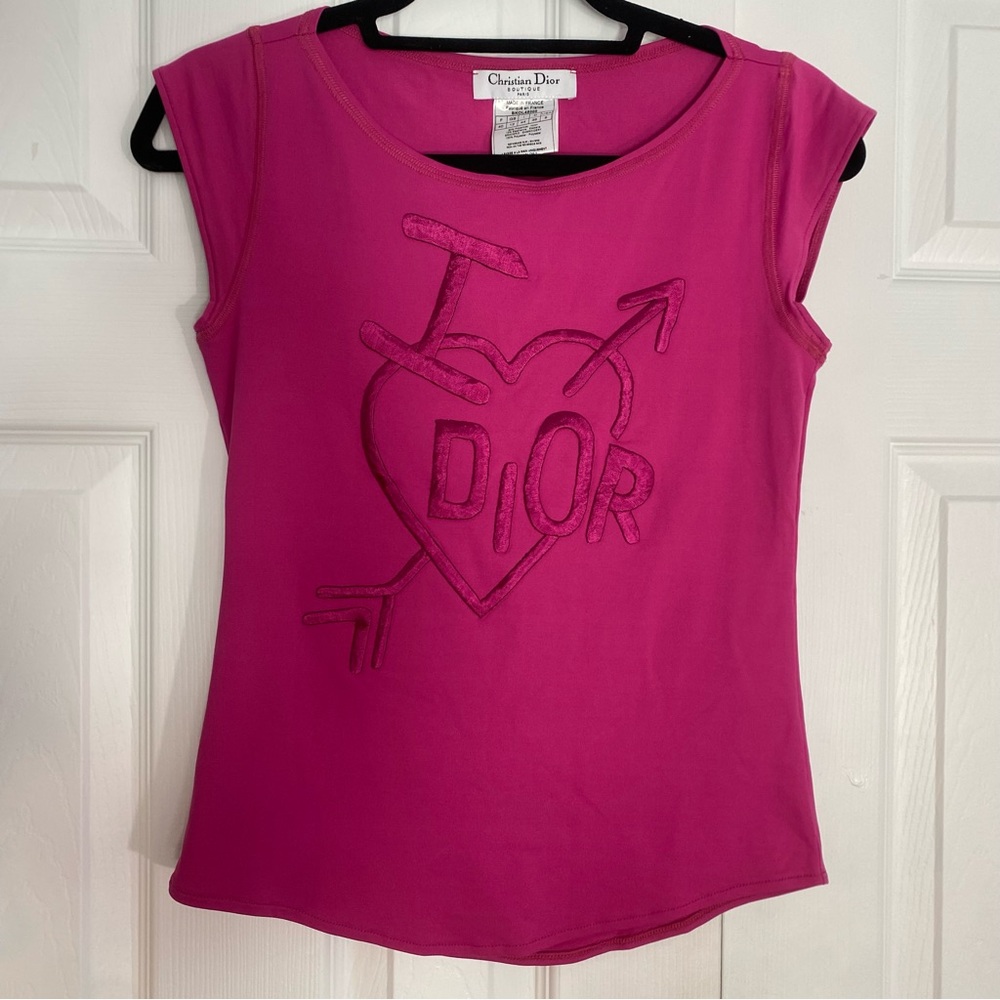 I Heart Dior vintage vtg Christian Dior y2k cap sleeve tshirt top t shirt